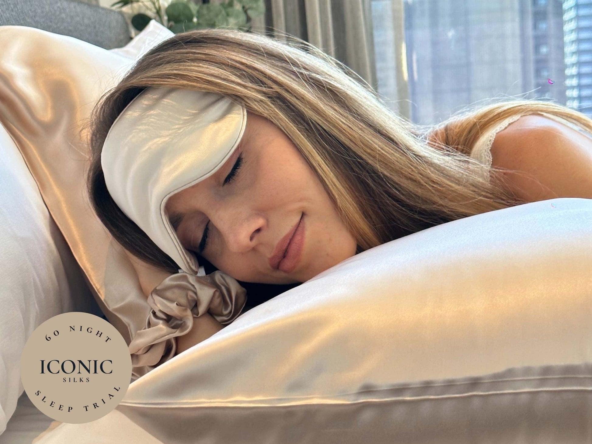 Silk Sleeping Mask - Beige / Champagne, Luxury and Comfort